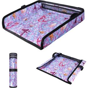 COOLBEBE Airplane Tray Table Cover, Foldable Travel Tray Cover for Toddlers 1-3, Universal Fit for Airplane, Car Seat, High Chair, Machine Washable, Mermaid