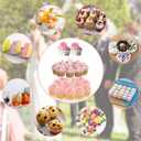 YestBuy 3 Tier Round Cupcake Stand with Base, Acrylic Cake Stand, Cupcake Tower Stand, Premium Cupcake Holder for 23 Cupcakes, Display for Pastry Wedding Birthday Party (4" Between 2 Layers)