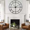 40In Large Wall Clock for Living Room, Easy Assembly Roman Numeral | Non-ticking metal farmhouse wall clock, easy assembly, oversized living room decorative decor