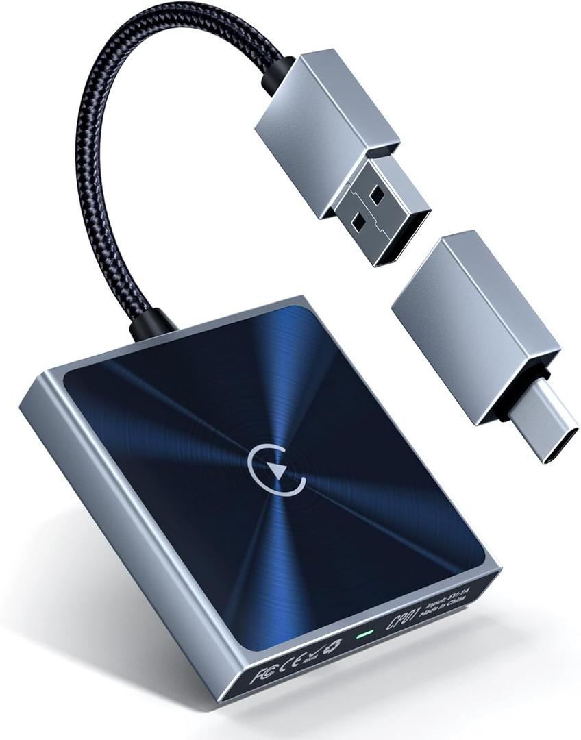 Wireless CarPlay Adapter for iPhone, Super mini Compact 2in1 Dongle for Apple iOS 10+, Convert Wired to Wireless CarPlay, Instant Connectivity, Fit for Cars with Builtin CarPlay, Black