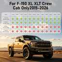 Ford F150 Seat Covers Full Set, Custom Fit 2009-2026 & F250 F350 F450 2017-2026, Waterproof Faux Leather, Wear Resistant & Easy to Clean for SuperCrew/Crew Cab (XL, XLT) Black