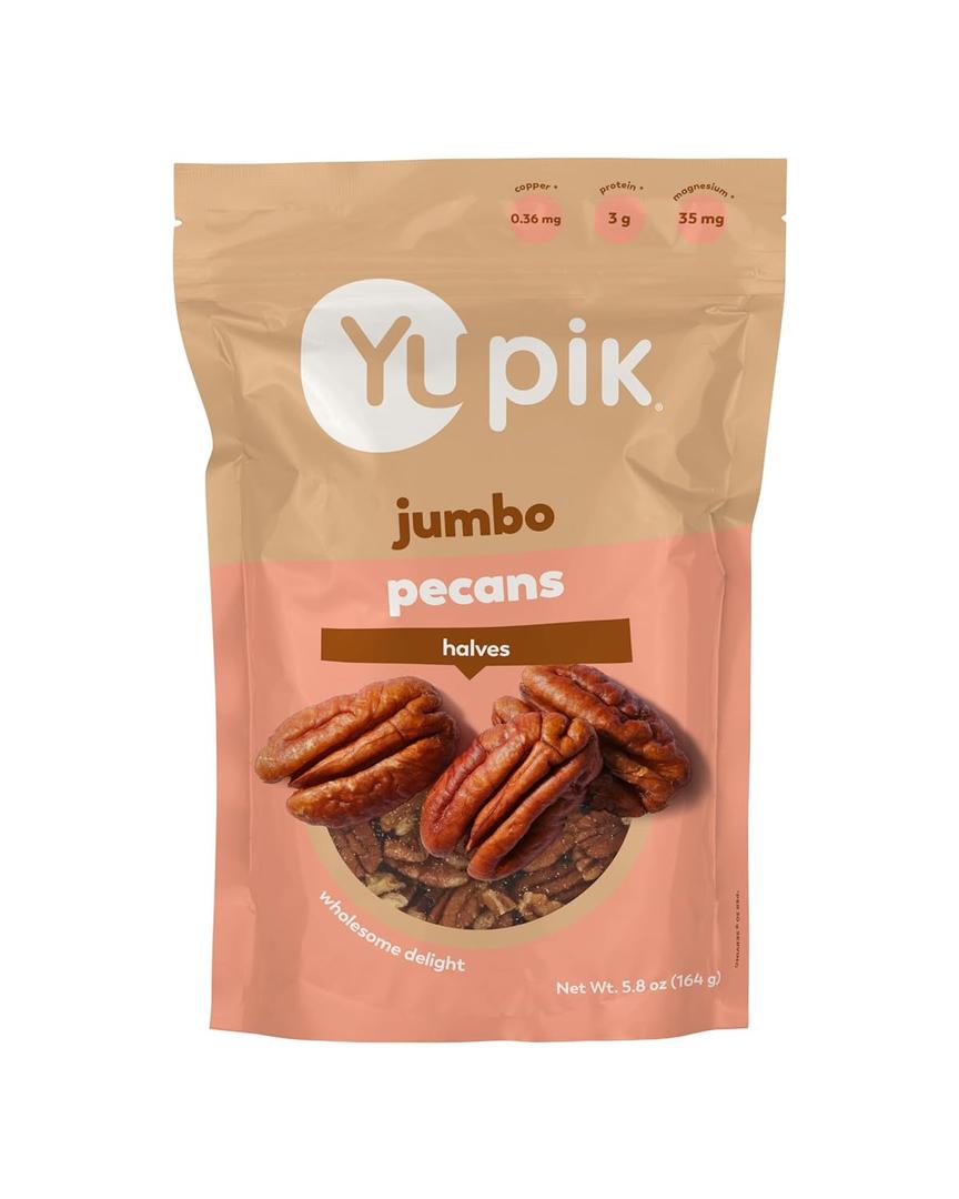 Yupik Jumbo Pecan Halves, 5.8 Oz, Gluten-Free, Kosher, Raw Nuts, Shelled, Unsalted, Unroasted, Healthy Snacks, Source of Fiber & Copper
