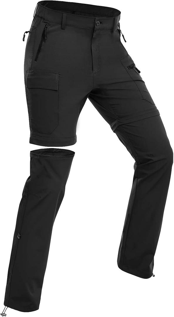 Wespornow Women's-Hiking-Pants Convertible-Zip-Off-Quick-Dry-Pants for Cargo, Camping, Travel, Outdoor, Fishing, Safari (Large, Black)