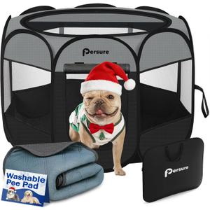Dog Cat Playpen Indoor Outdoor for Puppy Pet Dogs Cat Recovery After Surgery, Dog Tent Crates Cage Indoor/Outdoor, Portable Pop Up Dog Kennel with Carrying Case for Travel (Dark Grey, Small with Pad)