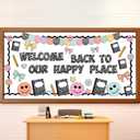 Motiskyy Composition Notebook Classroom Decor Welcome Back to School Bulletin Board Set DIY Paper Die Cuts Poster Decorating Supplies for First Day of School Craft Classroom Wall Decor, 13.78 inches x 11.81 inches