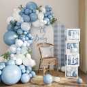 Dusty Blue Balloon Baby Shower Decorations for Boy, 132Pcs Blue Balloon Arch Garland Kit Baby Boxes with Letters for Boy Boho Baby Shower Gender Reveal Birthday Party Decorations