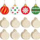 80PCS Wooden Christmas Ornaments to Paint, 8 Styles DIY Blank Unfinished Wood Christmas Ball Christmas Decoration Cutouts Ornament for Crafts Winter Hanging Decorations
