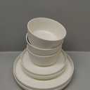 Gibson Home Dempsey Road 12-Piece Stoneware Dinnerware Set  Service for 4, Round White Plates and Bowls, Durable Solid Color Modern Embossed Dish Set, Microwave & Dishwasher Safe