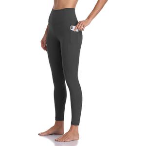 Colorfulkoala Women's High Waisted Yoga Pants 7/8 Length Leggings with Pockets (Large, Charcoal Grey)