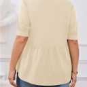 MakeMeChic Women's Plus Size Peplum Tops Short Sleeve Loose Blouse Ruffle Asymmetrical Hem Shirts (Beige, XXL)
