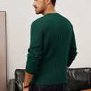PJ PAUL JONES Mens Sweater Casual Henley Pullover Cable Knitted Sweater (X-Large, Dark Green)