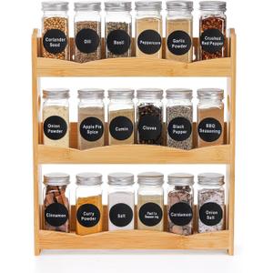 Jucoan 3-Tier Bamboo Spice Rack for Countertop, Wall Mounted Spice Holder Rack Seasoning Bottles Jar Organizer Shelf, Bathroom Organizer Rack, Spice Rack Only, Jars No Included, No Assembly Required Jucoan 3-Tier Bamboo Spice Rack for Countertop, Wall Mounted Spice Holder Rack Seasoning Bottles Jar Organizer Shelf, Bathroom Organizer Rack, Spice Rack Only, Jars No Included, No Assembly Required