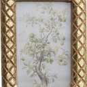 Creative Co-Op Carved Mango Wood Photo Frame with Diamond Pattern, Gold Foil Finish