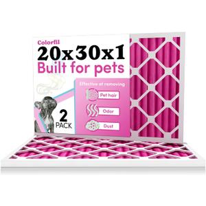 Colorfil 20x30x1 Air Filter (2-Pack) | Made in the USA | Color Changing | Remove Cat and Dog Odor | MERV 8 for Pet Hair Dander and Dust | 19.75"x29.75"x0.75" Exact Size