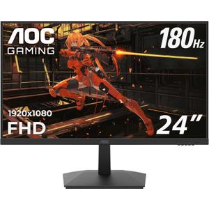 AOC 24G15N 24 inch Gaming Monitor, Full HD 1920x1080, 180Hz 1ms, 1x HDMI 2.0, 1x Display Port, AMD FreeSync, 3-Sided Frameless, HDR Ready, Console Gaming Ready, 3-Year Zero-Bright-Dot