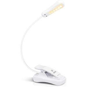 Vekkia 3000K Warm LED Rechargeable Book Light, Easy for Eyes, Clip on Reading Lights for Reading in Bed, Car & Travel, Lightweight Slim 2.1 oz. Perfect for Readers (Elegant White)