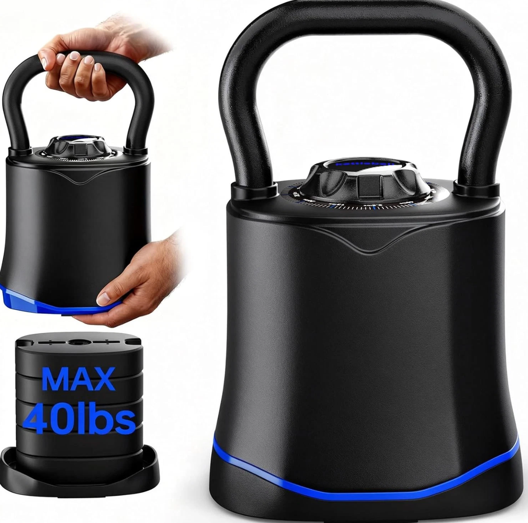 Adjustable Kettlebell，6-In-1 Quick Change Adjustable Kettlebell Set (6.5-40 LBS)