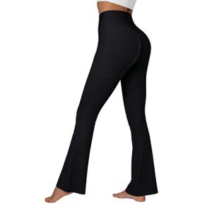 Sunzel Sunzfly Invisible Butt Scrunch Flare Leggings for Women, Mini Flared Yoga Pants with Tummy Control and High Waist 32" Classic Blue Small