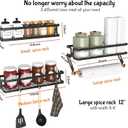 3 Pack Spice Rack Wall Mount with Paper Towel Holder and Hooks, Screw or Adhesive Hanging Spice Shelf, Space Saving Spice Organizer for Seasonings, Spice Racks for Stove Rv Cabinet Black