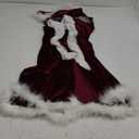 Kaei&Shi Mrs Claus Santa Velvet Costume(With Belt&Gloves), Xmas High Leg Dress (2-4, Burgundy)