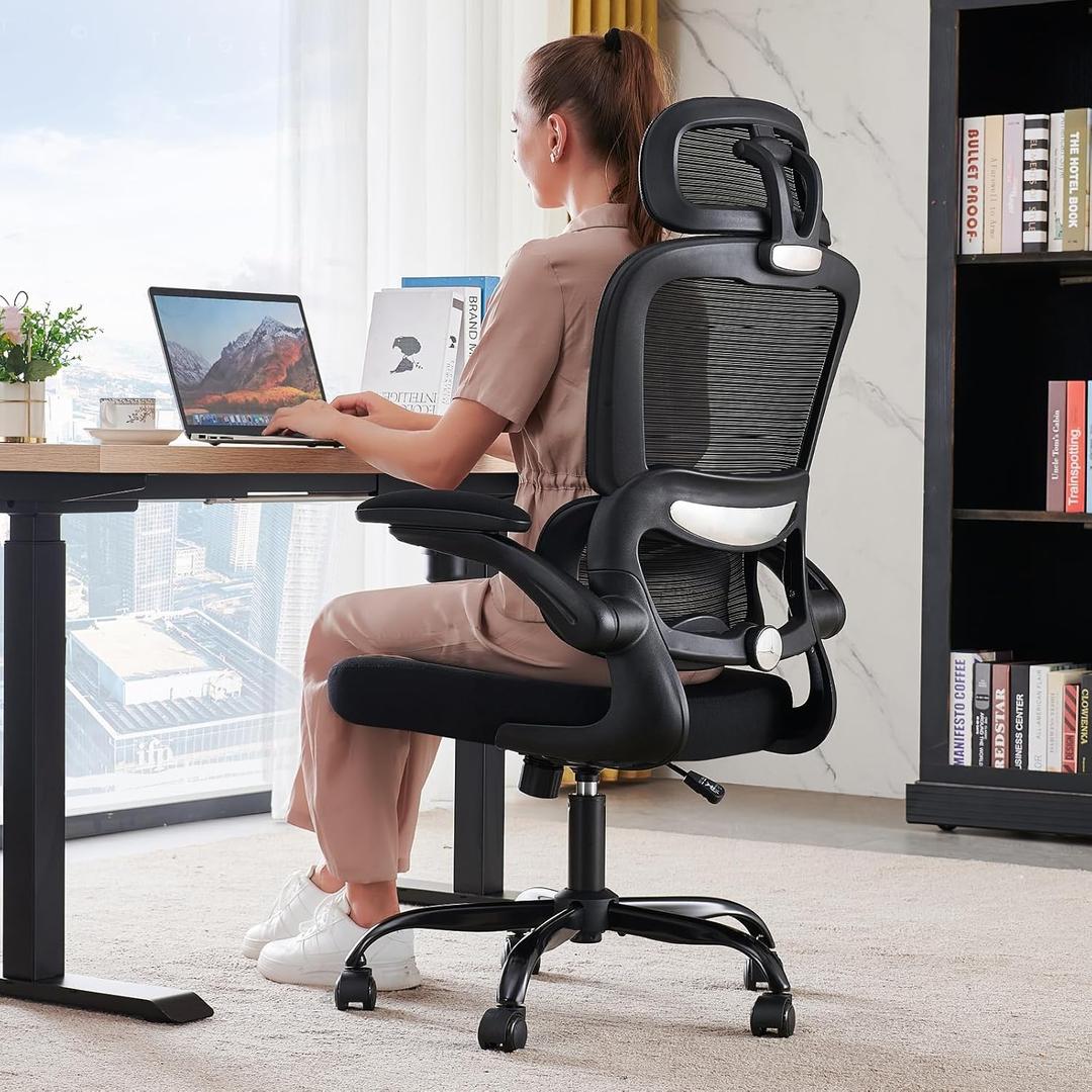 TRALT Office Chair Ergonomic Desk Chair, 330 LBS Home Mesh Office Desk Chairs with Wheels, Comfortable Gaming Chairs (Black)
