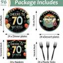 96Pcs Vintage 70th Birthday Party Decorations Back in 1956 Paper Plates and Napkins Cheers to 70 Years Disposable Tableware Set for Men Women 70 Year Old Birthday Anniversary Party Supplies Serves 24