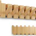 Wooden Coat Rack, Wall Mounted Handmade Natural Hook, Space-Saving Coat Hanger with 10 Flip-Down Hooks for Entryway, Bedroom, Bathroom Decoration (Beech C1, 6 Hooks)