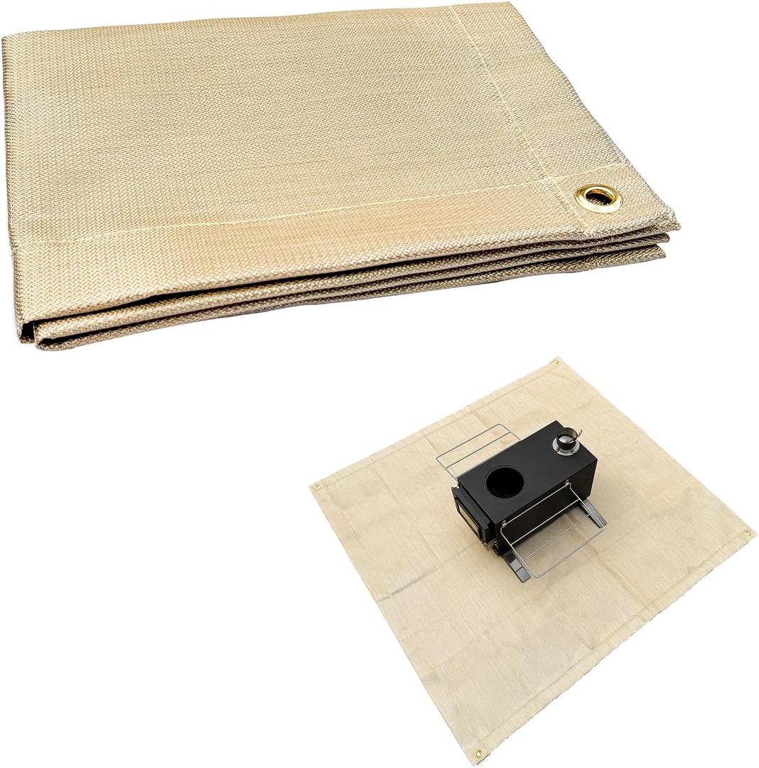 SoloWilder Fire Pit Mat 40" Wood Stove Under Grill Mat (940F Safety) for Deck BBQ Fireproof Floor Tent Campsite Insulation Protection
