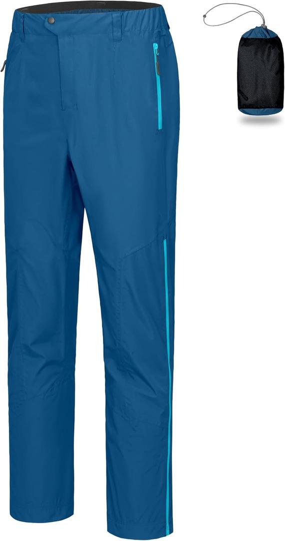 Little Donkey Andy Men's Rain Pants Waterproof Lightweight Overpants Windproof Outdoor Pants for Hiking, Golf, Fishing (Blue, XL)