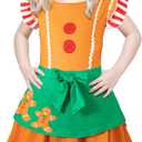 bakjuno Gingerbread Girl Costume Christmas Gingerbread Girl Dress+ Gingerbread Headband (5-6 Years, Brown)