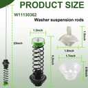 W11130362 WTW5000DW2 WTW5000DW3 WTW5000DW1 MVWX655DW1 MVWC565FW2 MVWC565FW1 Washer Suspension Rod Kit for Whirlpool Maytag Bravos Top Load Washer Replaces W10594080 W10735786 W10748956