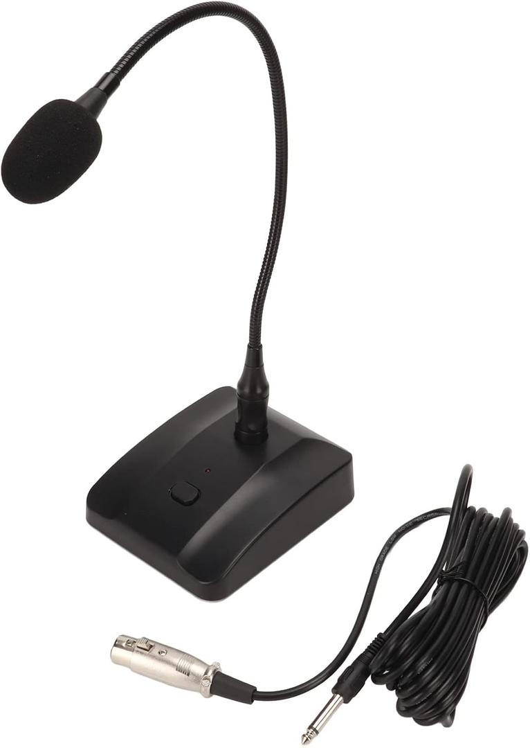 Gooseneck Condenser Microphone Conferences, Professional Desktop Wired Microphone with Mute Buttons and 6.35mm Connection Cable for Meetings Lectures Broadcasting Conferences Speech