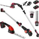 MZK 2-in-1 20V Pole Mini Hedge Trimmer & Grass Shear, 13ft Reach, Electric Hedge Trimmer with Extension Pole, Multi-Angle,Used in Garden,Yard(2*Batteries and Charger Included)