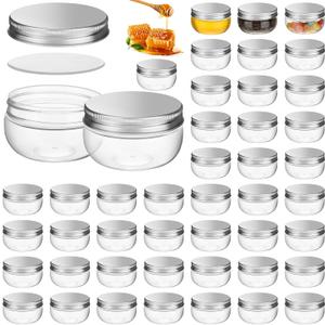 Suclain 50 Pcs 3 oz Canning Jars Mini Mason Jars with Lids Clear Small Canning Containers for Wedding Favors DIY Crafts Shower Favors Herb Jelly,Jams,Spice,for Kitchen Storage(Silver)