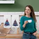 Red White and Blue Christmas Tree Kitchen Towels, USA Flag Patriotic Christmas Dish Tea Towels, 4th of July Independence Day Xmas Tree Hand Towel for Bathroom Kitchen, 16x24 Inch Set of 2