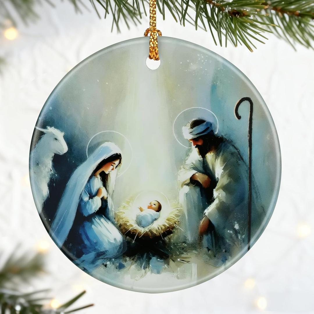 3 x Christian Gifts: Nativity Scene Christmas Ornaments | Christian & Religious Holiday Decor (Christmas Tree Decorations), Holy Family Ornament, Religious Gift, Baptism Gift & Unique Faith Festival Gifts
