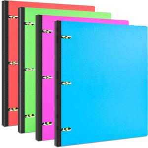 INFUN 1 INCH Telescoping 3 Ring Binder - 4PCS, Portable Plastic Binder with Telescoping Spine 3 Ring Binders with Foldable Front Cover Holds 8.5" x 11" Paper for School,Office and Homes (Red+pink+ Blue+green)
