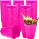 Suclain 50 Pcs 16 oz Heart Shaped Plastic Cups Love Theme Reusable Disposable Candy Heart Cups for Drink Wine Beverage Bar Wedding Galentines Valentines Day Birthday Party(Rose Red)