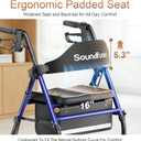SOUNDFUSE Walkers for Seniors, Rollator Walker with Seat, 8" All Terrain Wheels, Double Support Bar, 16" Ergonomic Arc Seat and Comfortable Backrest, Dual Height Adjustable and Foldable Design
