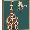 Funny Giraffe Bathroom Canvas Wall Art Picture Humorous Animal Toile Poster Prints Are You Pooping Painting Artwork Wall Decor for Washroom Restroom 16x24in Framed Ready To Hang
