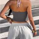 Verdusa Women's Halter Tops Double Layer Tank Top Camisole Summer Y2K Going Out Grey and Pink Small