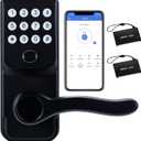 Keyless-Entry Fingerprint Smart Door Lock: LORVIBO Digital Electronic Lock with Code Passcode, Electric Door Knob, Biometric Door Handle, Perfect for Exterior/Interior/Entry/Bedroom Doors (Black)