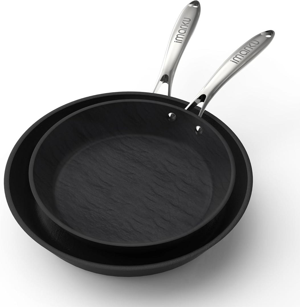 imarku Non Stick Frying Pans - 8 & 10 inch Frying Pan Set Nonstick Skillet, Professional Frying Pans Nonstick with Cool Stainless Steel Handle, Dishwasher Safe, Best Gifts