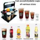 6-Cup Drink Carrier with Handle - Foldable Reusable Cup Holder for Large Drinks, Delivery Accessories for Doordash/Ubereats/Grubhub, Portable Beverage Carrier, Black