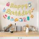 Bake Themed Birthday Banner, Sweet Chef Birthday Banner, Baking Birthday Party Decor, Cookout Themed Party Decorations, Bakery Supplies, Gold Glitter