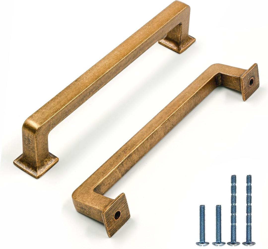 10 Pack 5 Inch(128mm) Kitchen Cabinet Handles Antique Brass Cabinet Pulls Vintage Retro Kitchen Cabinet Hardware Drawer Pulls for Dresser Cupboard Wardrobe