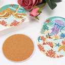mrpwnle 8 Pack Diamond Art Coasters Kits - Ocean Diamond Painting Coasters Kit Set with Holder Cork Pads, DIY Non Slip Coaster Craft Kits for Adults Beginners Ideal Gifts