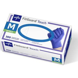 Medline FitGuard Touch Nitrile Exam Gloves, 300 Count, Medium, Powder Free, Disposable, Not Made with Natural Rubber Latex, Excellent Sense of Touch for Medical Tasks, Durable for Household Chores
