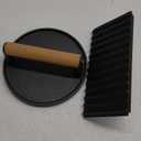 Blackstone Burger Press Set - 7" Round smash burger press & 8.3"x4.3" Rectangle Cast Iron Grill Press with Wooden Handle - Smasher is perfect for Blackstone Griddle, Pitboss Weber Griddle Grills (Round & Rectangle)