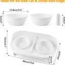 Elevated Cat Bowls, Tilted Rised Cat Food and Water Bowl with 2 Pcs Ceramic Pet Bowls, Rised Stand, Pet Dish Anti Vomiting Feeding Station for All Sized Cats & Small Dogs (White)